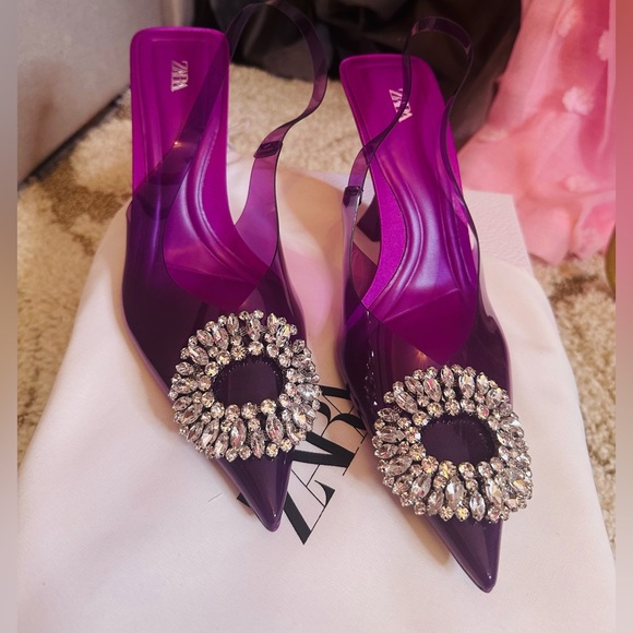 Zara Shoes - ZARA embellished vinyl heels